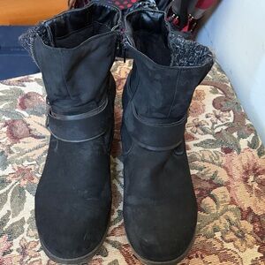 Pop Black Winter suede Boots with sweater Trim
